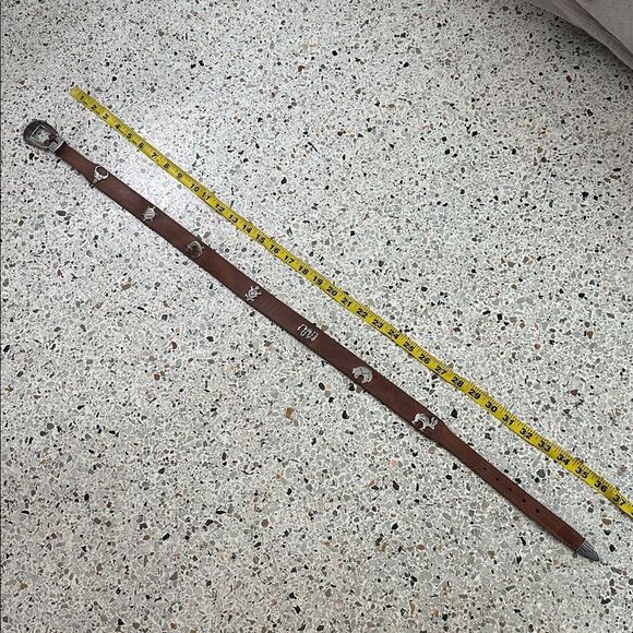 Canterbury brown leather western belt silver buckle 32 small s boho - Picture 6 of 8